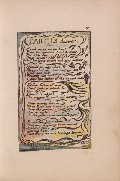 Viattomuuden ja kokemuksen lauluja, levy 32, Maan vastaus (Bentley 31) tekijältä William Blake