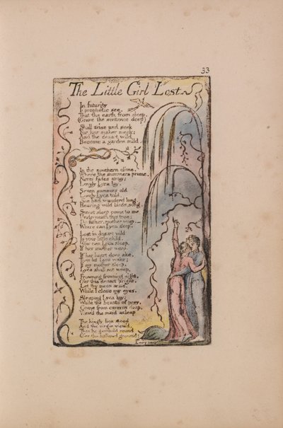 Viattomuuden ja kokemuksen lauluja, levy 33, Kadonnut pieni tyttö (Bentley 34) tekijältä William Blake