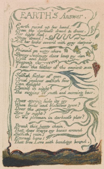 Viattomuuden ja kokemuksen lauluja, levy 35, Maan vastaus (Bentley 31) tekijältä William Blake