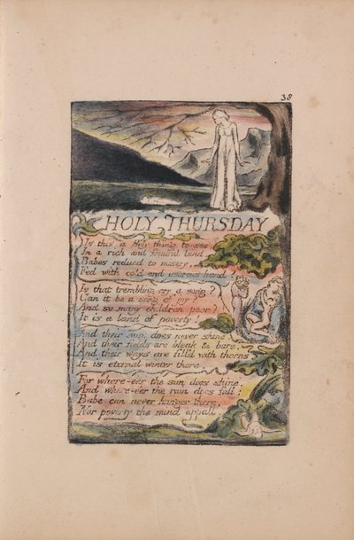 Viattomuuden ja kokemuksen lauluja, levy 38, pyhä torstai (Bentley 33) tekijältä William Blake