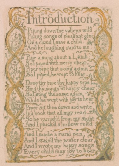 Viattomuuden ja kokemuksen lauluja, levy 3, Johdanto (Bentley 4) tekijältä William Blake