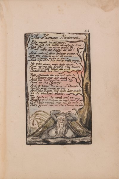 Viattomuuden ja kokemuksen lauluja, levy 44, The Human Abstract (Bentley 47) tekijältä William Blake