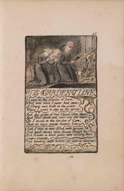 Viattomuuden ja kokemuksen lauluja, levy 45, Rakkauden puutarha (Bentley 44). tekijältä William Blake