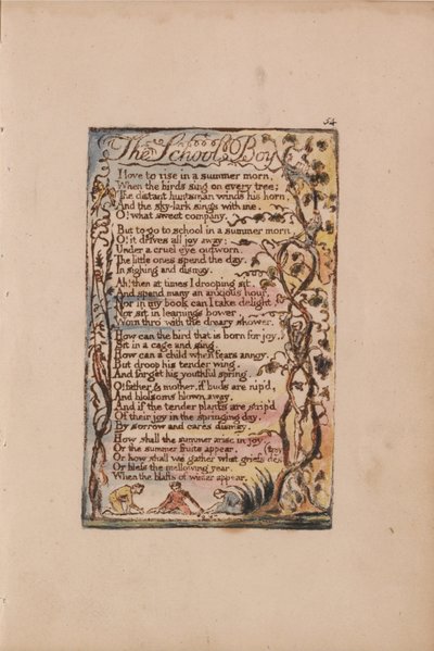 Viattomuuden ja kokemuksen lauluja, levy 54, Koulupoika (Bentley 53) tekijältä William Blake