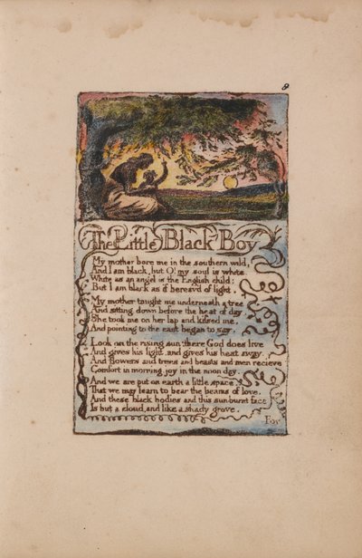 Songs of Innocence and of Experience, levy 8, Pikku musta poika (Bentley 9) tekijältä William Blake