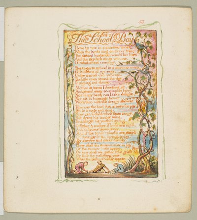 Songs of Innocence and of Experience: The School Boy, ca. 1825. tekijältä William Blake