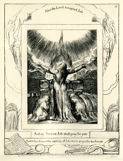 William Blaken kuvittama Jobin kirja 42:8 tekijältä William Blake