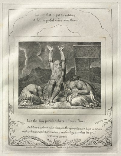 Jobin kirja: nro 8, hukkukoon päivä, jolloin synnyin, 1825. tekijältä William Blake