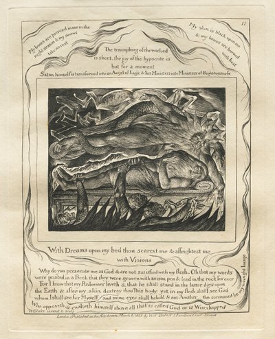 Jobin kirja: Pl. 11, Unilla sängylläni sinä pelotat minua ja pelotat minua / näyillä tekijältä William Blake