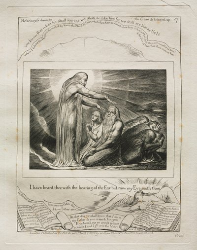 Jobin kirja: Pl. 17, Olen kuullut sinut korvan kuulolla, mutta nyt silmäni..., 1825. tekijältä William Blake