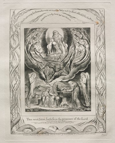Jobin kirja: Pl. 5, Sitten Saatana lähti Herran edestä tekijältä William Blake