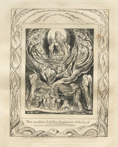 Jobin kirja: Pl. 5, Sitten Saatana lähti Herran edestä tekijältä William Blake