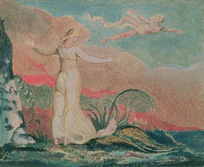 Thelin kirja; Levy 4 Thel in the Vale of Har, 1794 (väripainettu kohokuvioetsaus) tekijältä William Blake