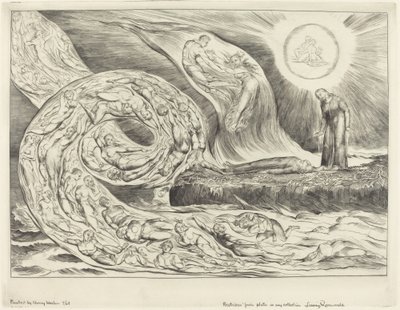 El cercle dels luxuriosos: Paolo i Francesca, 1827. tekijältä William Blake