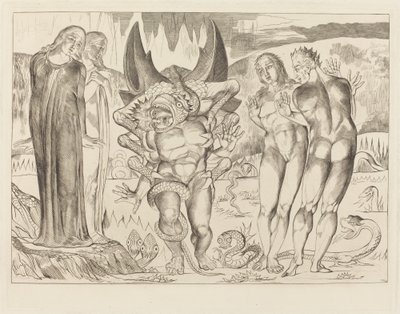 Varkaiden ympyrä; Agnolo Brunelleschi Kuusijalkaisen käärmeen kimppuun tekijältä William Blake