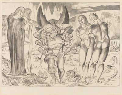 Varkaiden ympyrä; Agnolo Brunelleschi Kuusijalkaisen käärmeen kimppuun tekijältä William Blake
