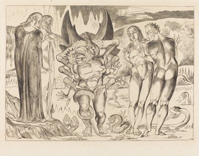 Varkaiden ympyrä; Agnolo Brunelleschi Kuusijalkaisen käärmeen kimppuun tekijältä William Blake