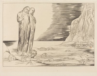 Pettureiden piiri; Danten jalka iskee Bocca degli Abbatea tekijältä William Blake