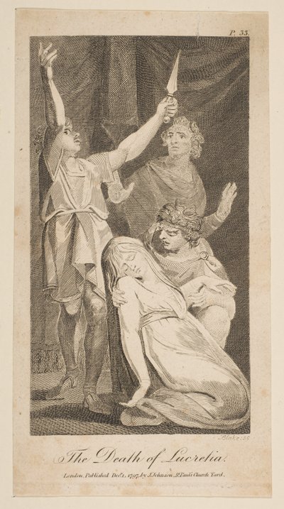 Lucretian kuolema, Allensin uusi ja puolueeton Rooman historia, 1797. tekijältä William Blake