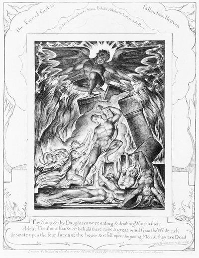 Jobin poikien tuhoaminen, levy 3, Illustrations of the Job Book tekijältä William Blake