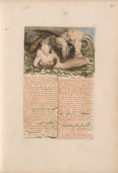 Urizenin ensimmäinen kirja, levy 26, Härkä teurastamossa valittaa .... (Bentley 25) tekijältä William Blake