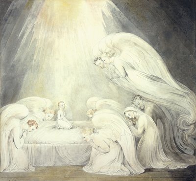 Jeesus-lapsi lausumassa rukouksensa, n. 1805 tekijältä William Blake