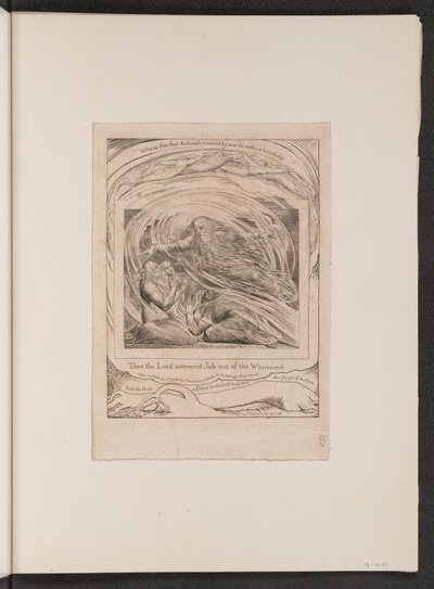 Herra vastaa Jobiin pyörteestä, 1825. tekijältä William Blake