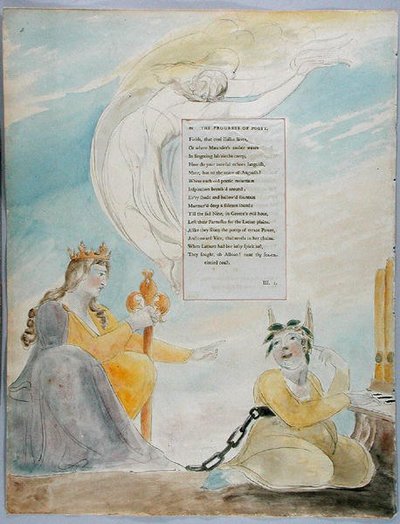 "The Progress of Poesy", suunnittelu 48 teoksesta "The Poems of Thomas Gray" tekijältä William Blake