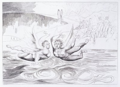 Kuusijalkainen käärme hyökkää Agnolo Brunelleschi, n. 1824-1827 tekijältä William Blake