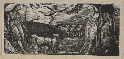 Thenot Remonstrates Colinetin kanssa, Lightfoot in the Background, Thorntons Pastorals o..., 1821. tekijältä William Blake