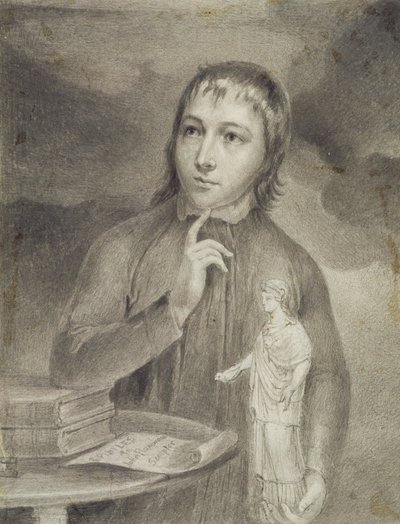 Thomas Alphonso Hayley, Half-Length Drawing, n. 1800 (grafiitti harmaalla b/c paperilla) tekijältä William Blake