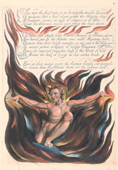 "Näin itki enkelin ääni, ja hänen itkiessään hirvittävät myrskynpuuskat..." (Taulu 12) tekijältä William Blake