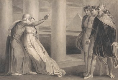 Tiriel tukee kuolevaa Myratanaa ja kiroaa hänen poikiaan tekijältä William Blake