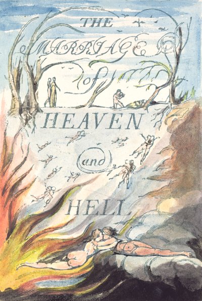 Nimisivu, kirjasta Taivaan ja helvetin avioliitto tekijältä William Blake