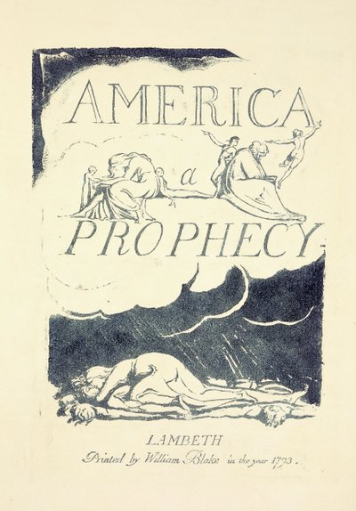 Nimilehti teoksesta "America, A Prophesy", 1790-luvun puoliväli tekijältä William Blake