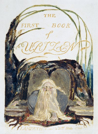 Nimisivu, levy 1 Urizenin ensimmäisestä kirjasta tekijältä William Blake