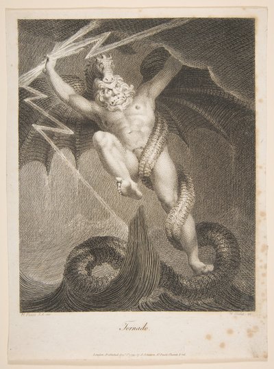 Tornado-Zeus taistelee Typhonia Erasmus Darwinia vastaan, Kasvitieteellinen puutarha, 1. elokuuta 1795. tekijältä William Blake