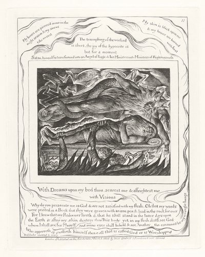 Unilla sängylläni sinä pelotat minua ja pelottelet minut visioilla tekijältä William Blake