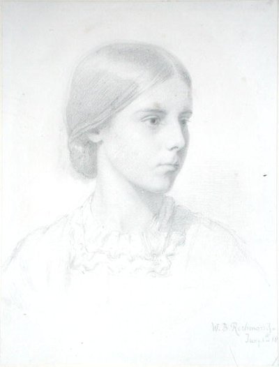 Nuoren naisen muotokuva (kynä paperille) tekijältä William Blake Richmond