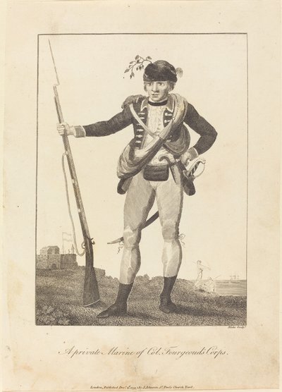 Eversti Fourgeoudin joukkojen yksityinen merijalkaväki tekijältä William Blake after John Gabriel Stedman