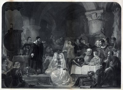 John Knox jakaa ensimmäistä protestanttista ehtoollista, pub. 1849 tekijältä William Bonner