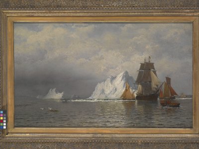 Valaanpyynti ja kalastusalukset lähellä Labradorin rannikkoa (öljy kankaalle) tekijältä William Bradford