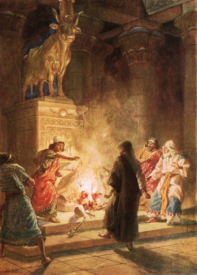 Jumalan profeetta tuomitsee Jerobeamin epäjumalanpalveluksen tekijältä William Brassey Hole
