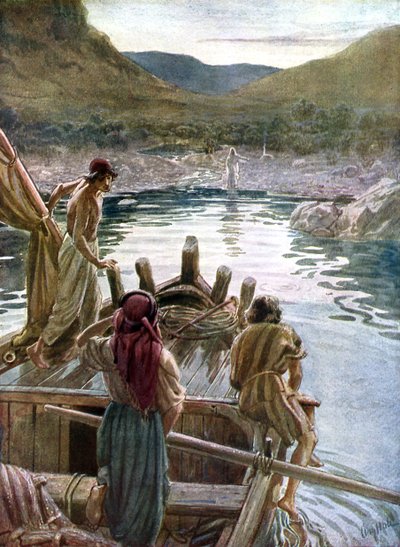 Jeesus ilmestyy opetuslapsille Galilean merellä - Raamattu tekijältä William Brassey Hole