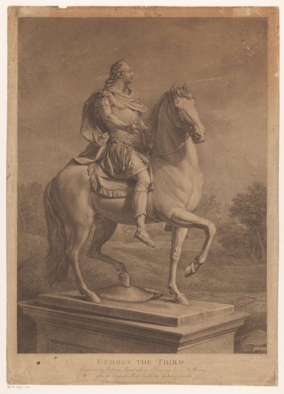 Englannin kuninkaan George III:n ratsastusmuotokuva George Kolmas (otsikko esineessä) tekijältä William Bromley (I)