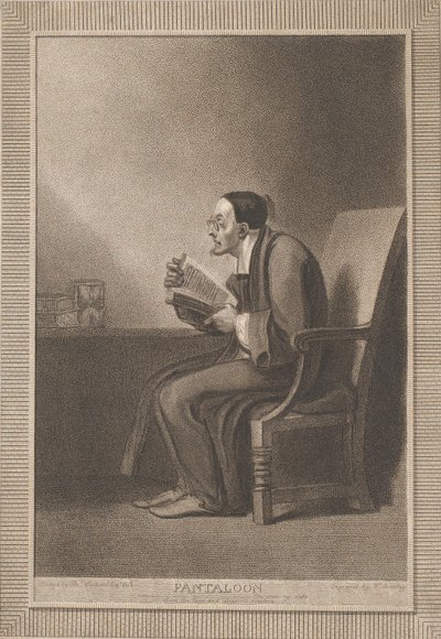 Pantaloon: Kuudes ikä vaihtuu laihaan ja tossuun Pantaloon Shakespeare, Kuten Y..., 1799. tekijältä William Bromley
