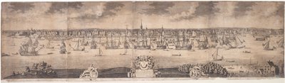 South Prospect of Ye Flourishing City of New York New Yorkin maakunnassa Amerikassa, kaiverrettu John Harris, 1717-18 tekijältä William Burgis