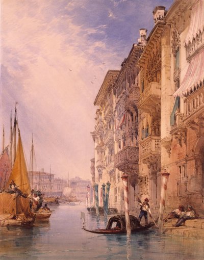 Gondoli Grand Canalilla, Venetsia tekijältä William Callow