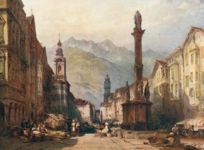 Innsbruck, öljyvärimaalauksesta (värilitro). tekijältä William Callow