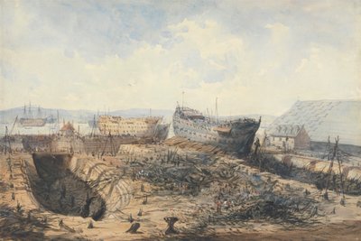 Plymouthin telakka tulipalon jälkeen tekijältä William Callow